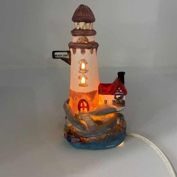 Vintage Beach Lighthouse Decor With Cord Switch Light Works Ocean Sea Deco - Picture 6 of 7